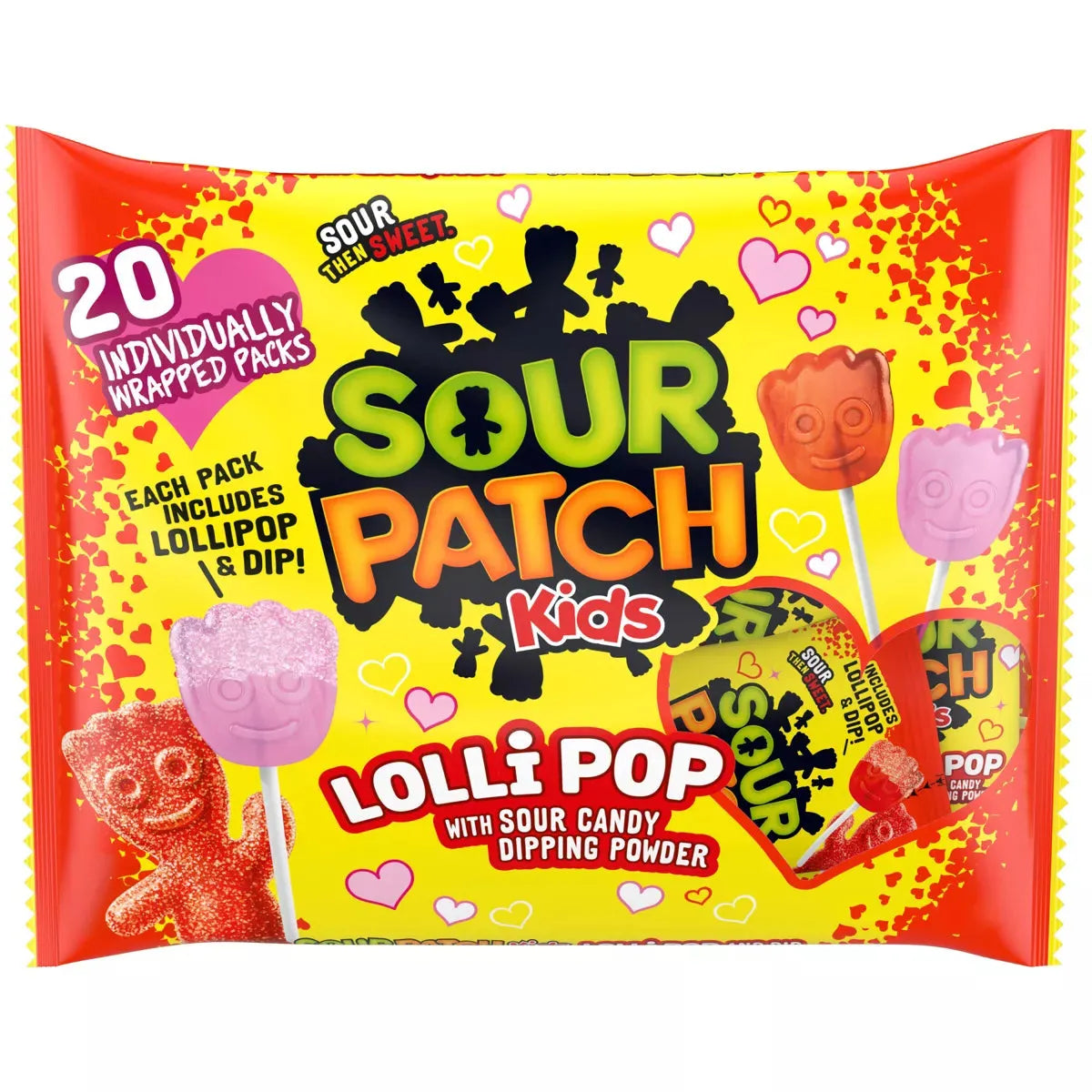 Sour Patch Kids Valentine's Lick & Dip Lollipops: 20-Piece Bag