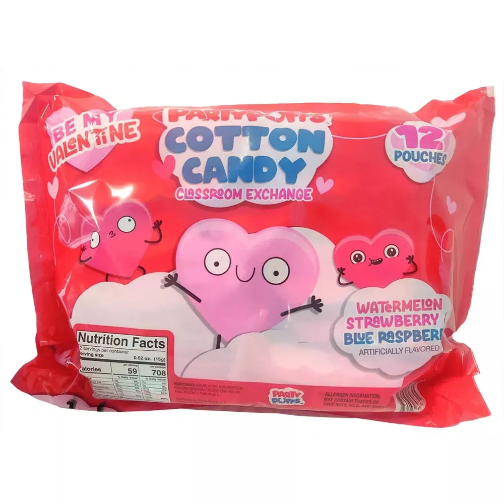 Valentine Party Puffs Cotton Candy: 12-Piece Bag