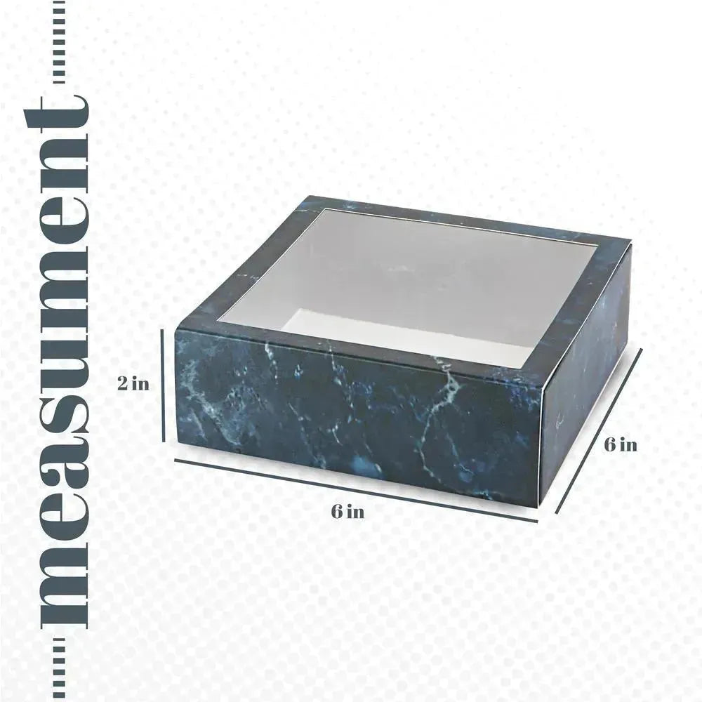 Clear Window Gift Boxes Square Blue 6" X 6" X 2" 12 Pack