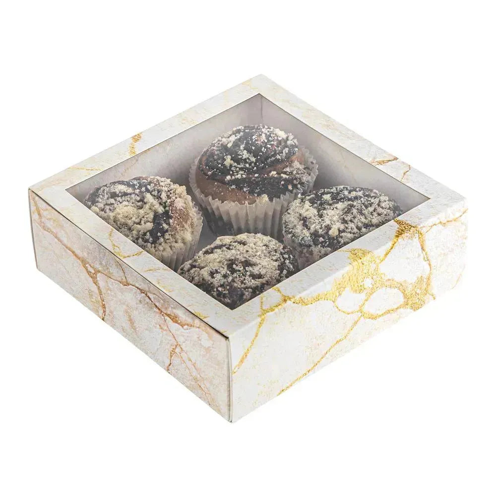 Clear Window Gift Boxes Square Gold 6" X 6" X 2" 12 Pack