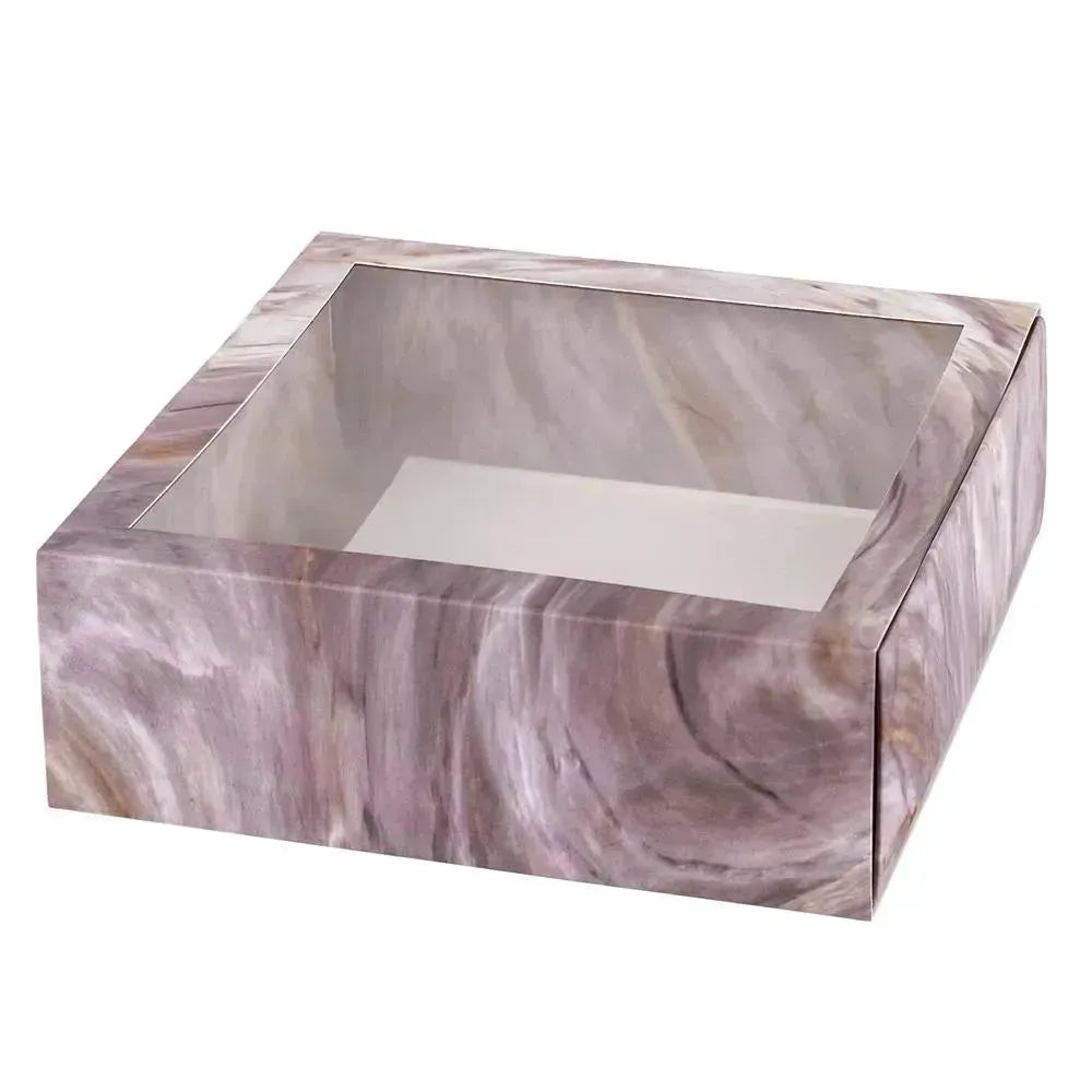 Clear Window Gift Boxes Square Pink 6" X 6" X 2" 12 Pack