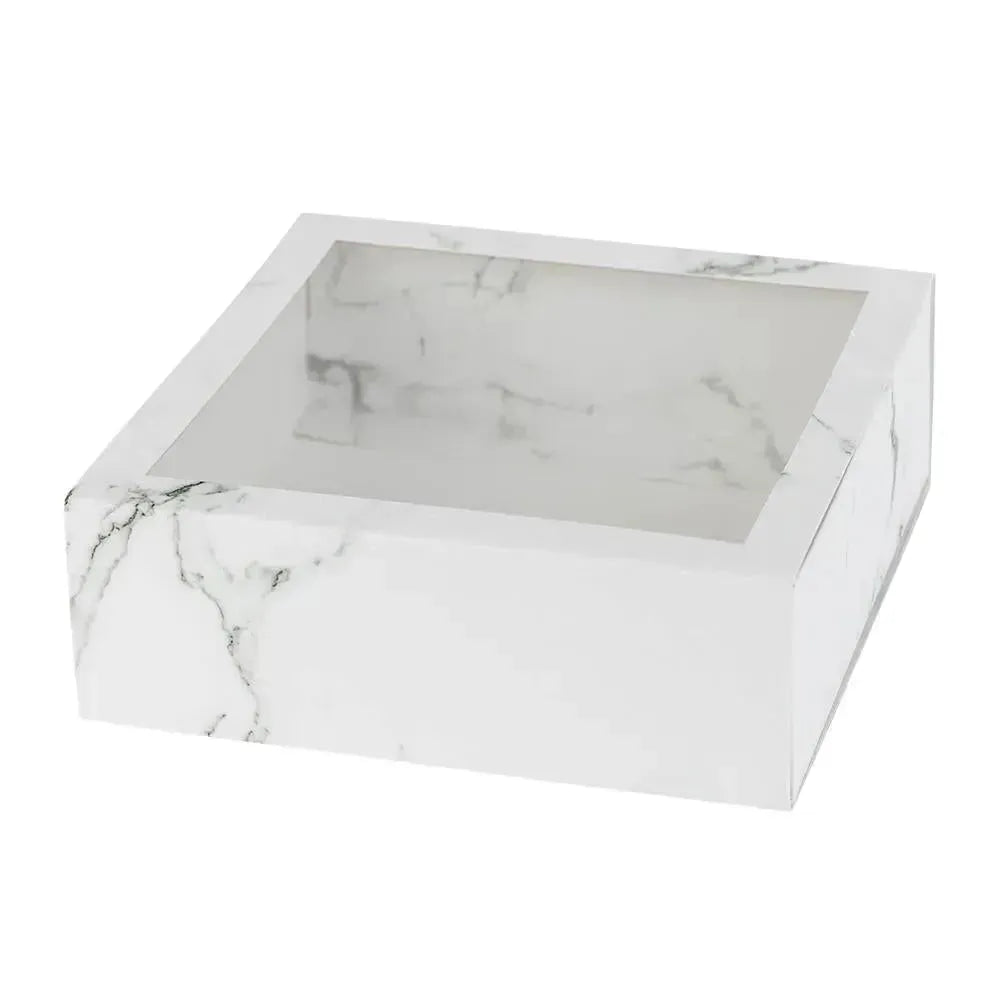 Clear Window Gift Boxes Square White 6" X 6" X 2" 12 Pack