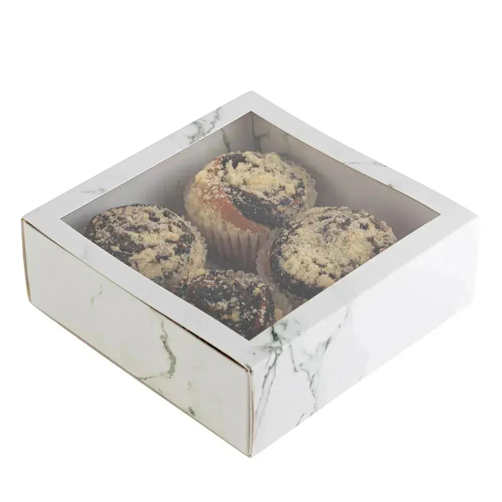 Clear Window Gift Boxes Square White 6" X 6" X 2" 12 Pack