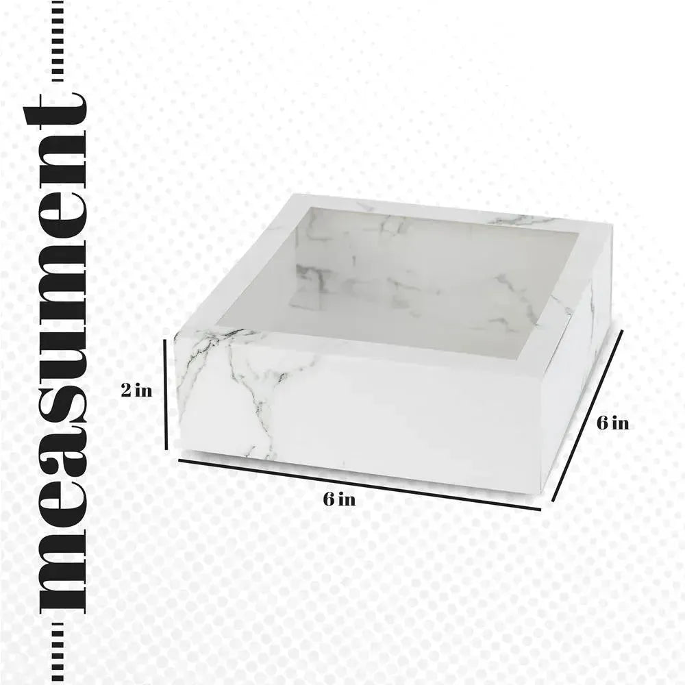 Clear Window Gift Boxes Square White 6" X 6" X 2" 12 Pack