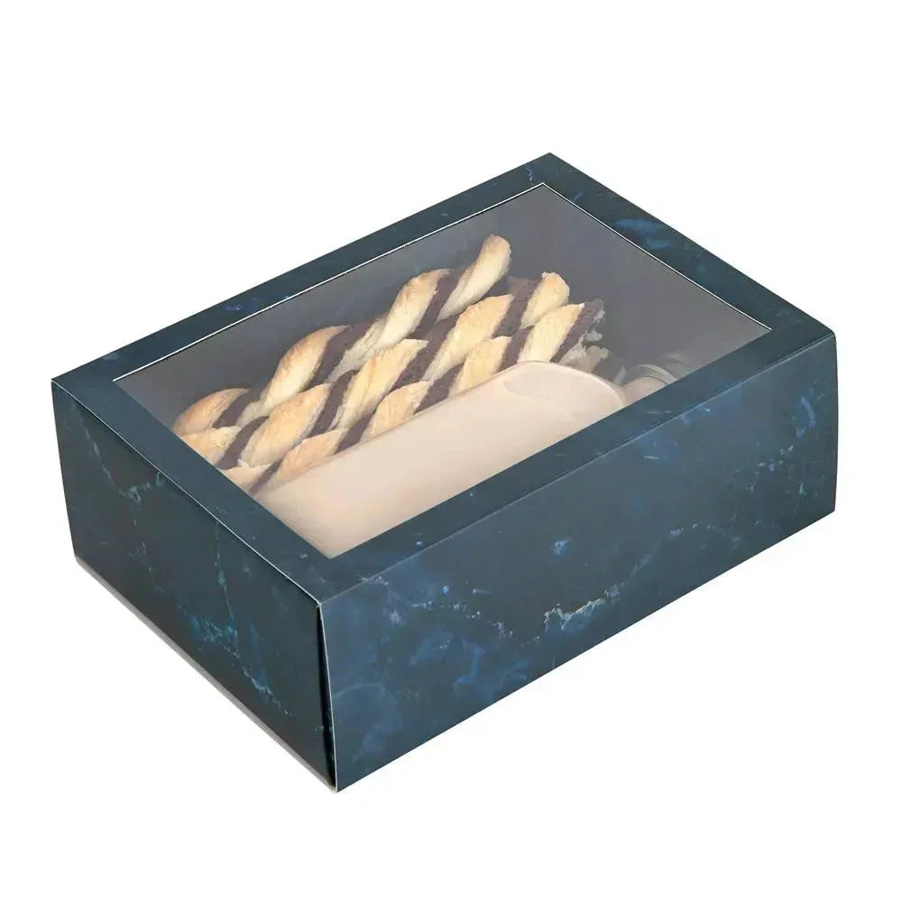 Clear Window Gift Boxes Rectangle Blue 7"X5"X2.5" 12 Pack