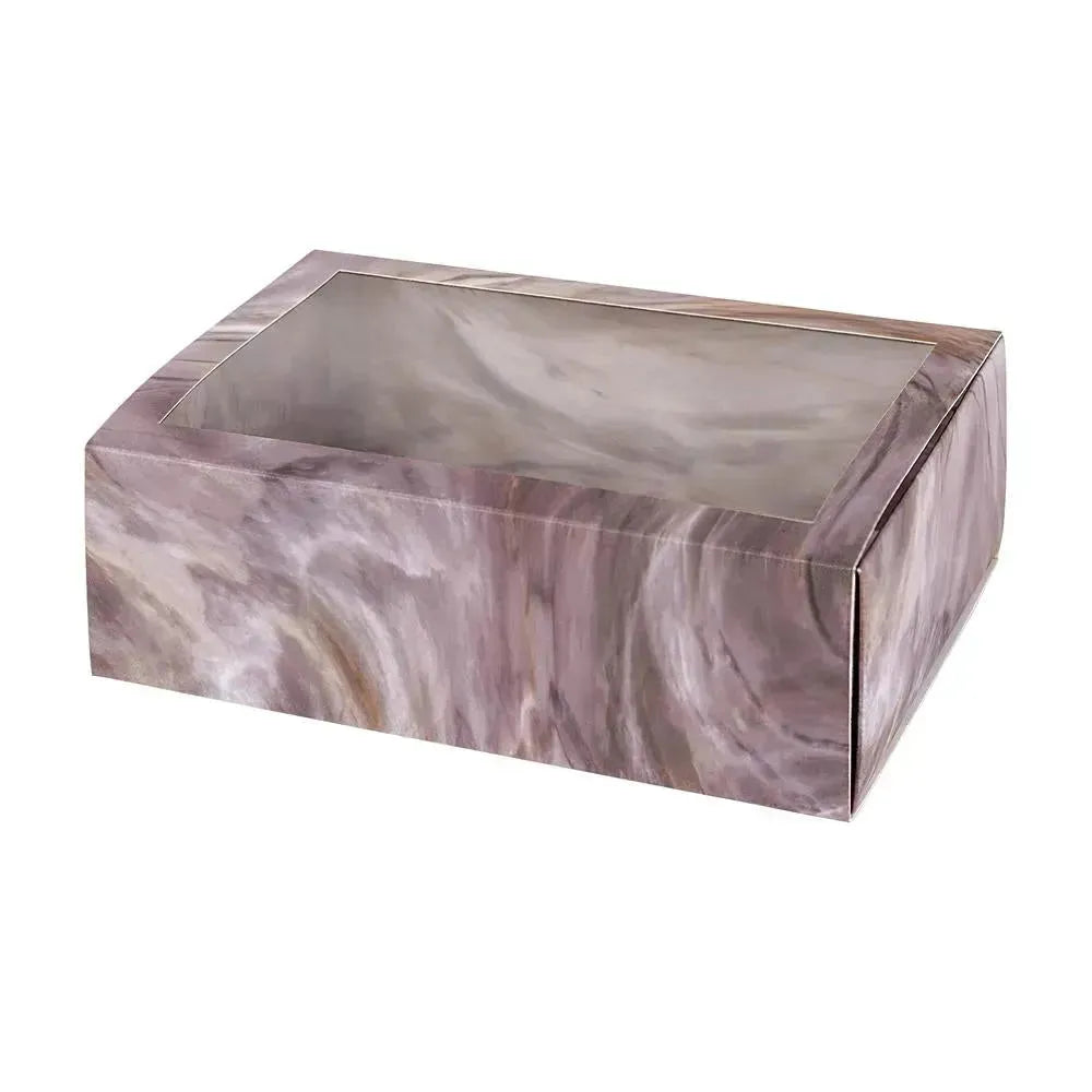 Clear Window Gift Boxes Rectangle Pink 7"X5"X2.5" 12 Pack