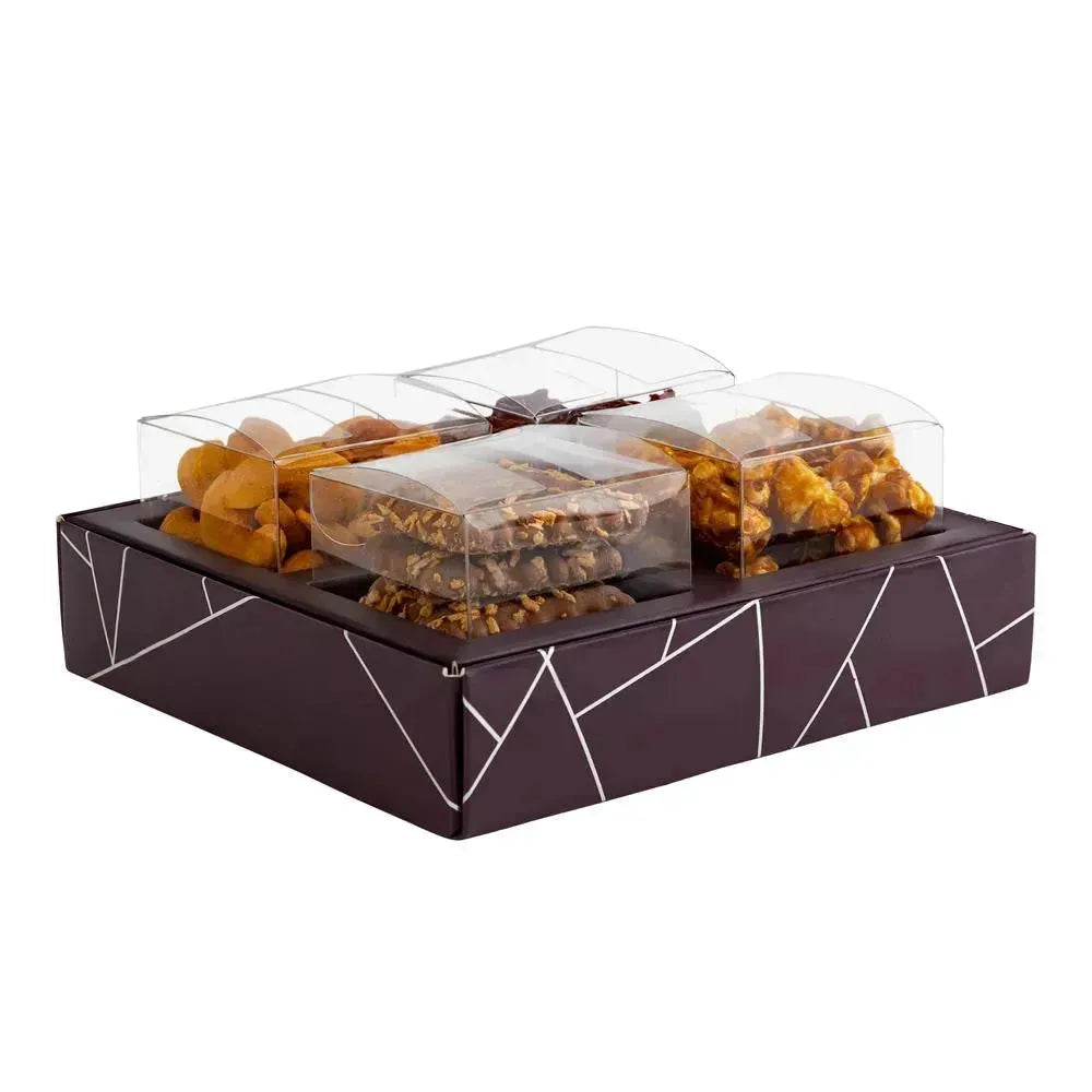 4 Square Shaped Clear Boxes With Square Tray Purple 5.4" X 5.45" X 1.2" - 12 PACK