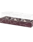 3 Square Shaped Clear Boxes With Rectangle Tray Purple 11" X 3.9" X 1.3" Pack of 12