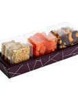 3 Square Shaped Clear Boxes With Rectangle Tray Purple 11" X 3.9" X 1.3" Pack of 12