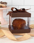 Clear Plastic Gift Boxes Brown 4X4X4" 6 Pack Bakery Boxes With Base Lid & Ribbon