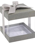 Plastic Gift Boxes Gray 4X4X4" 6 Pack Bakery Boxes With Base Lid & Ribbon