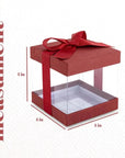 Clear Plastic Gift Boxes 6 Pack Maroon 4X4X4" Bakery Boxes With Base Lid & Ribbon