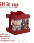 Clear Plastic Gift Boxes 6 Pack Maroon 4X4X4" Bakery Boxes With Base Lid & Ribbon