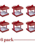 Clear Plastic Gift Boxes 6 Pack Maroon 4X4X4" Bakery Boxes With Base Lid & Ribbon