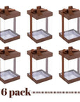 Plastic Gift Boxes Brown 8X 4X 4" 6 Pack Bakery Boxes With Base Lid & Ribbon