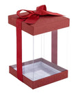 Plastic Gift Boxes Maroon 8X4X4" 6 Pack Bakery Boxes With Base Lid & Ribbon