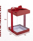 Plastic Gift Boxes Maroon 8X4X4" 6 Pack Bakery Boxes With Base Lid & Ribbon