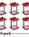 Plastic Gift Boxes Maroon 8X4X4" 6 Pack Bakery Boxes With Base Lid & Ribbon