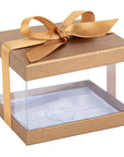 Plastic Gift Boxes Gold 5X4X3.5" 6 Pack Bakery Boxes With Base Lid & Ribbon