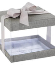 Plastic Gift Boxes Gray 5X4X3.5" 6 Pack Bakery Boxes With Base Lid & Ribbon