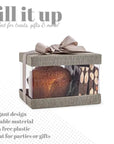 Plastic Gift Boxes Gray 5X4X3.5" 6 Pack Bakery Boxes With Base Lid & Ribbon