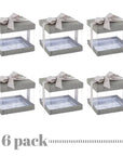 Plastic Gift Boxes Gray 5X4X3.5" 6 Pack Bakery Boxes With Base Lid & Ribbon