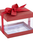 Plastic Gift Boxes Maroon 5X4X3.5" 6 Pack Bakery Boxes With Base Lid & Ribbon