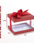 Plastic Gift Boxes Maroon 5X4X3.5" 6 Pack Bakery Boxes With Base Lid & Ribbon