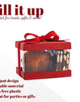 Plastic Gift Boxes Maroon 5X4X3.5" 6 Pack Bakery Boxes With Base Lid & Ribbon