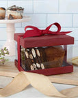 Plastic Gift Boxes Maroon 5X4X3.5" 6 Pack Bakery Boxes With Base Lid & Ribbon