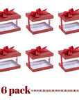 Plastic Gift Boxes Maroon 5X4X3.5" 6 Pack Bakery Boxes With Base Lid & Ribbon