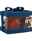 Plastic Gift Boxes Navy blue 5X4X3.5 6 Pack Bakery Boxes With Base Lid & Ribbon