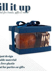 Plastic Gift Boxes Navy blue 5X4X3.5 6 Pack Bakery Boxes With Base Lid & Ribbon