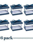 Plastic Gift Boxes Navy blue 5X4X3.5 6 Pack Bakery Boxes With Base Lid & Ribbon