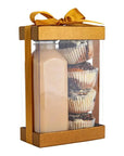 Plastic Gift Boxes Gold 7.5X5X2.5" 6 Pack Bakery Boxes With Base Lid & Ribbon