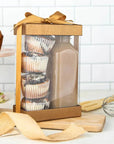 Plastic Gift Boxes Gold 7.5X5X2.5" 6 Pack Bakery Boxes With Base Lid & Ribbon