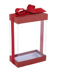 Plastic Gift Boxes With Base Lid & Ribbon Maroon 7.5X5X2.5" 6 Pack Bakery Boxes