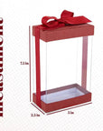 Plastic Gift Boxes With Base Lid & Ribbon Maroon 7.5X5X2.5" 6 Pack Bakery Boxes