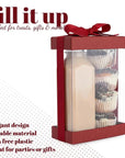 Plastic Gift Boxes With Base Lid & Ribbon Maroon 7.5X5X2.5" 6 Pack Bakery Boxes