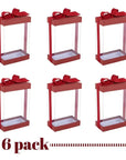 Plastic Gift Boxes With Base Lid & Ribbon Maroon 7.5X5X2.5" 6 Pack Bakery Boxes