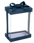 Clear Navy Blue 7X5X3 Gift Boxes 6 Pack Bakery Boxes With Base Lid & Ribbon