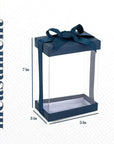 Clear Navy Blue 7X5X3 Gift Boxes 6 Pack Bakery Boxes With Base Lid & Ribbon