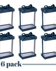 Clear Navy Blue 7X5X3 Gift Boxes 6 Pack Bakery Boxes With Base Lid & Ribbon