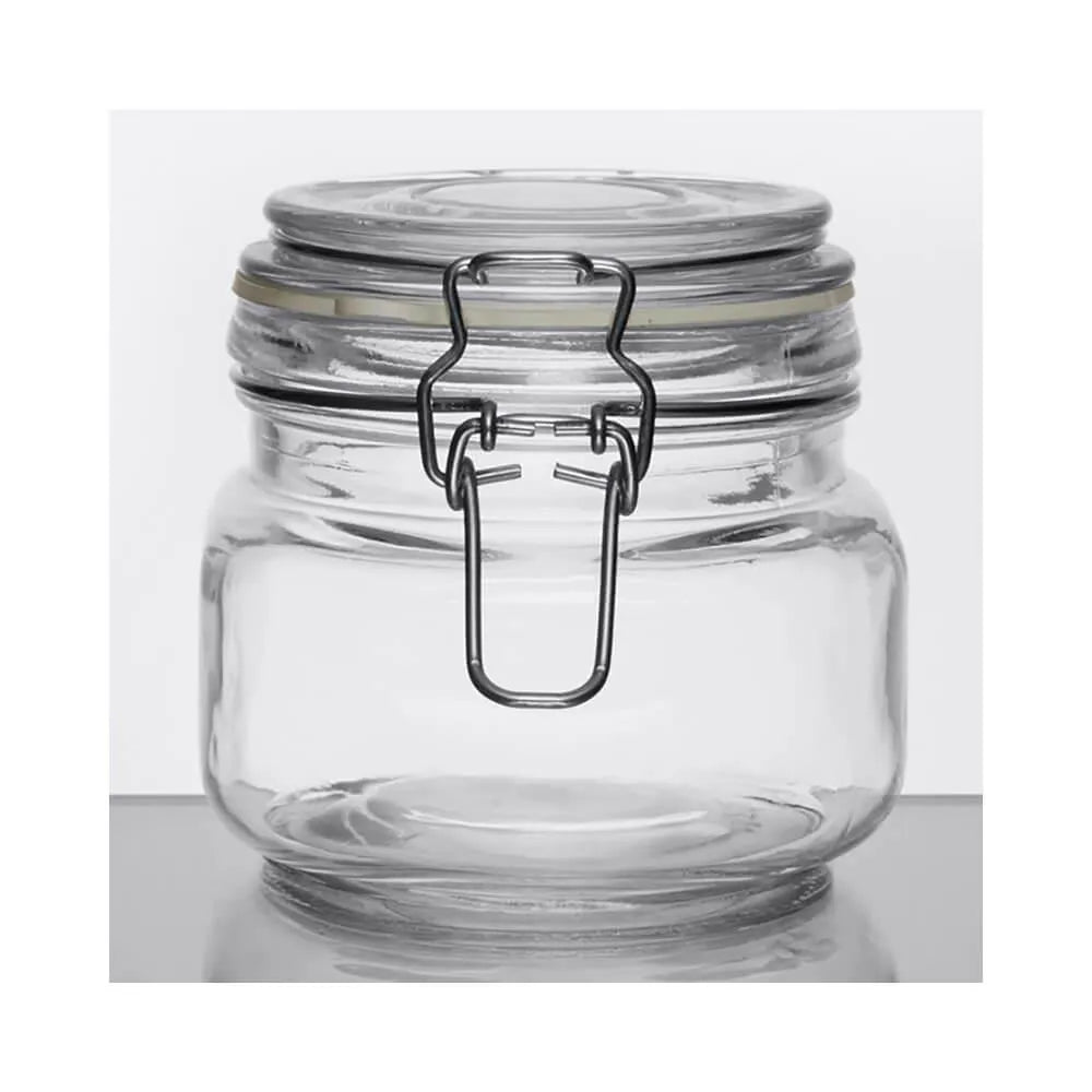 17-Ounce Hermes Glass Jar with Clamp Top Lid