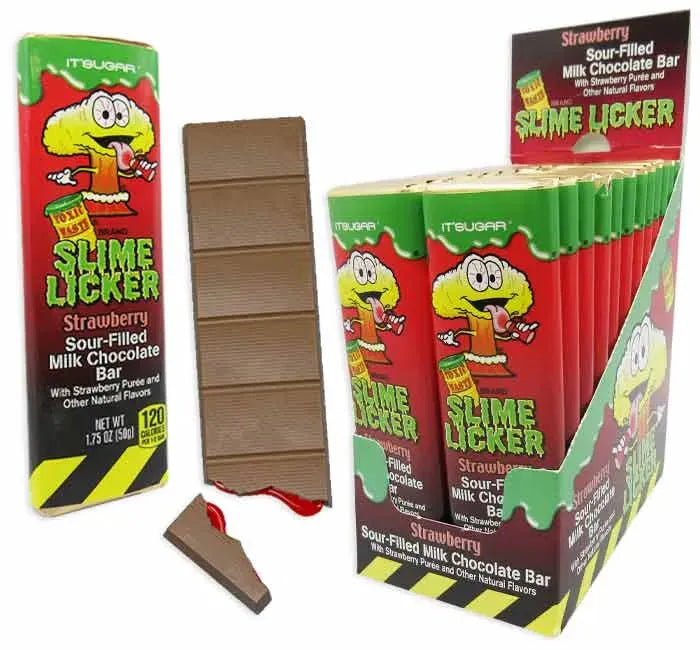 Toxic Waste Slime Licker Strawberry Filled Chocolate Bar: 24-Piece Display