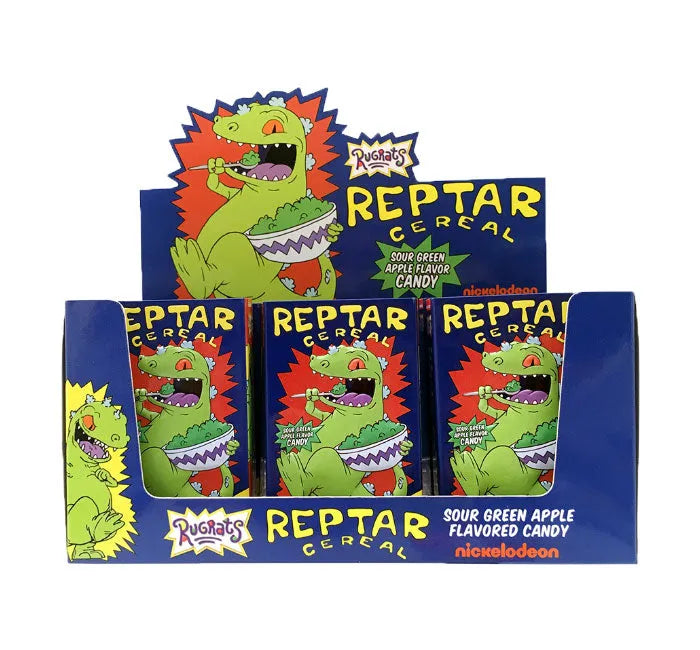 Rugrats Reptar Cereal Sour Apple Candy Tins: 12-Piece Display