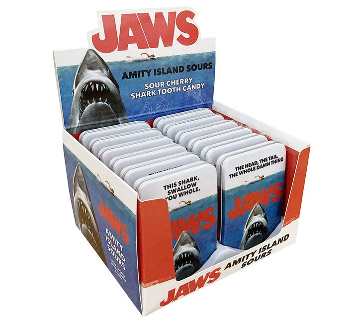 Jaws Amity Island Sour Cherry Candy Tins: 12-Piece Display