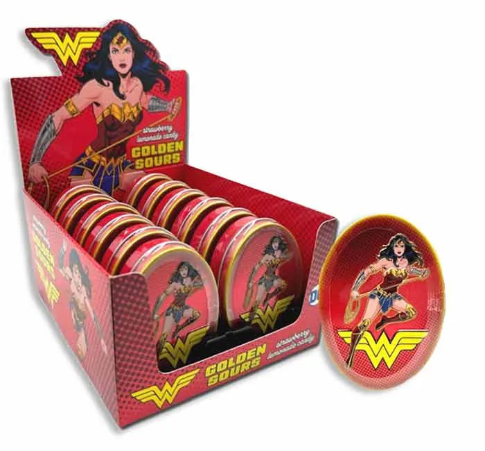 DC Comic Wonder Woman Gold Sour Candy Tin: 12-Piece Display