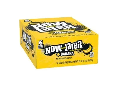 Now and Later Soft Fruit Chews Candy Packs - Banana: 24-Piece Box