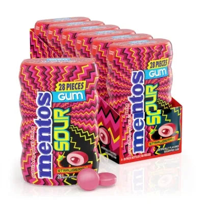 Mentos Gum Sour Strawberry: 6-Piece Box